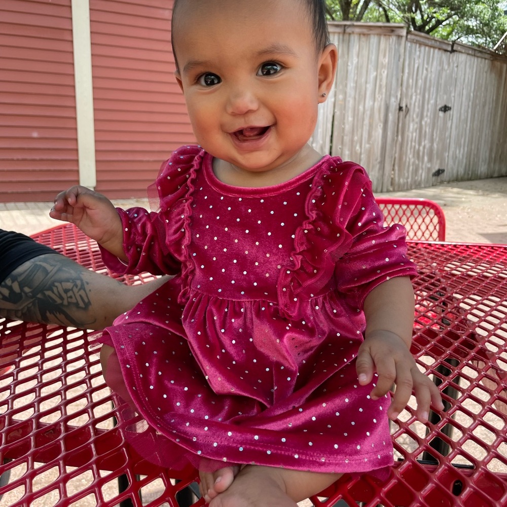 Adorable Pink Velvet Baby Dress